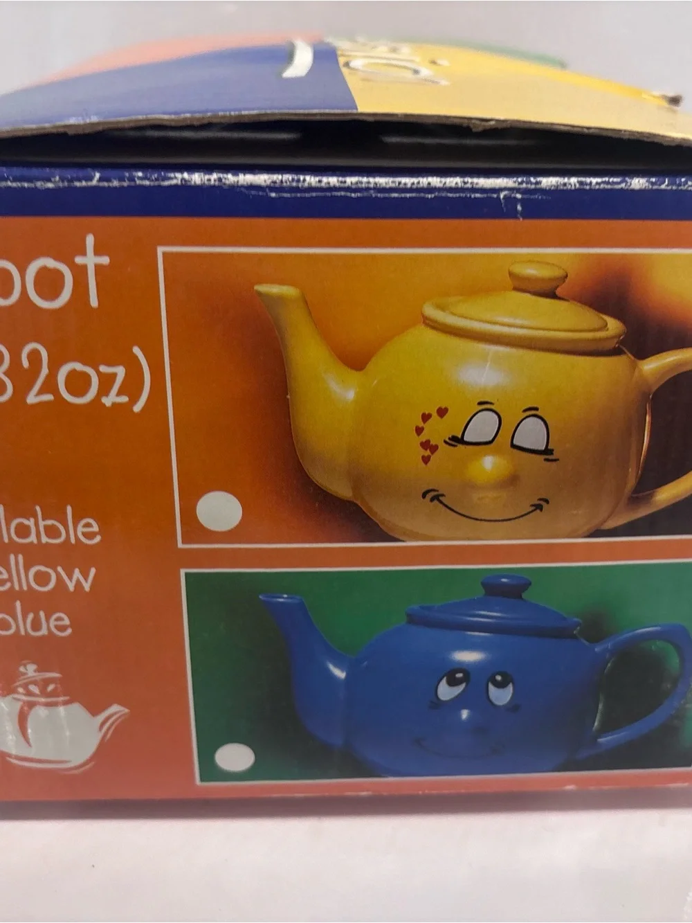 Vintage expression Orange Ceramic Teapot with Face Design w original box